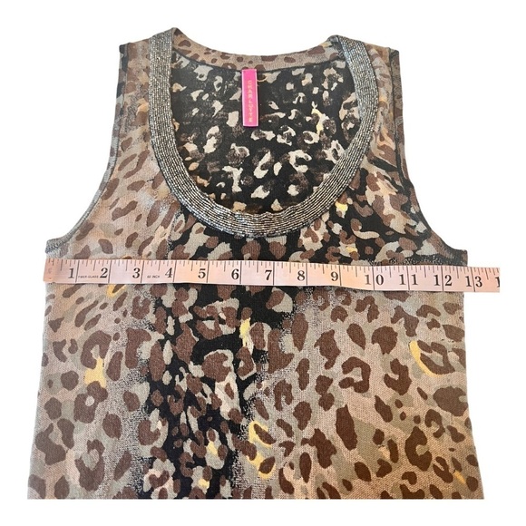 Charlotte Black Brown Gold Leopard Print Silver Embellished Neckline MIDI Dress - Picture 10 of 16